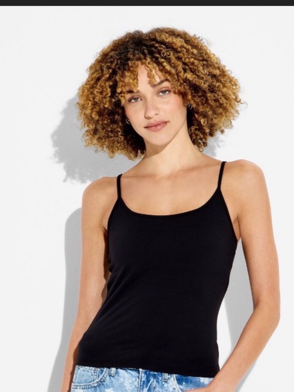 Black Slim Spaghetti Strap Tank Top - Women
